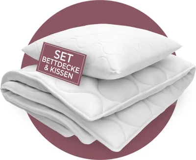 Produktbild von EVAN BROWNS® Set Bettdecke mit Kissen - atmungsaktiv und pflegeleicht - Bettdecke 135x200 und Kissen 80x80 - 2 TEILIG (1 Set)