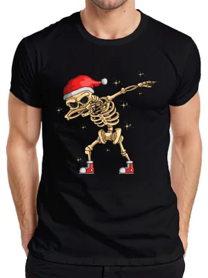 Obrázek produktu pro Dabing Skeleton Christmas Hat - vánoční dárek Vánoční pánské tričko, černá, XXL