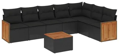 Produktbild von vidaXL 8-tlg. Garten-Sofagarnitur mit Kissen Schwarz Poly Rattan