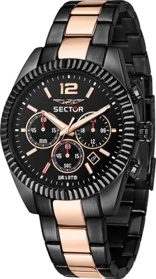 Produktbild von Sector Herren Chronograph Fashion Edelstahl Armbanduhr schwarz rosegold USE73640026