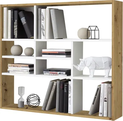 Produktbild von FMD furniture 269-001 Wandregal in Nachbildung Artisan Eiche Nachbildung/Brilliantweiß, Maße 90 x 78,5 x 16 cm (BxHxT)