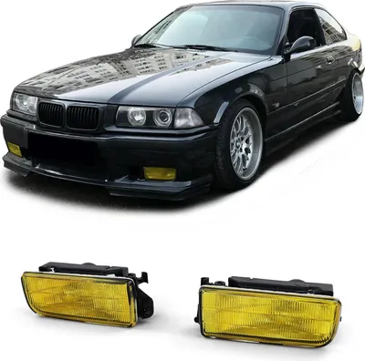 Obrázek produktu pro Žlutá drážkovaná mlhová světla s držákem vhodná pro BMW E36 i M3 90-99