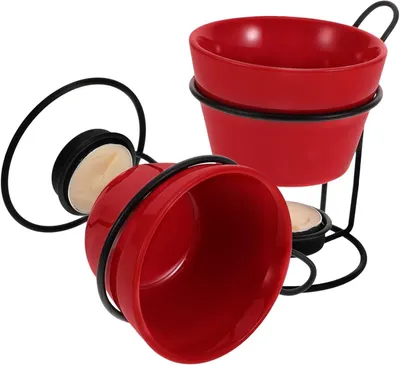 Produktbild von 2sätze Butterwärmer Schokoladenfonduewärmer Käsewärmer Keramik Butterschmelztopf Schmelzzubehör Küchenzubehör Fonduetopf Teelichtbrenner