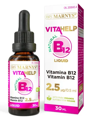 Productafbeelding van MARNYS® Vloeibare vitamine B12 voor veganisten – 30 ml voedingssupplement met hoge biologische beschikbaarheid ter ondersteuning van de energie en het immuunsysteem