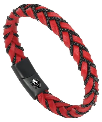 Productafbeelding van Handgemaakte Gevlochten Leren Armband voor Heren met Roestvrijstalen Sluiting