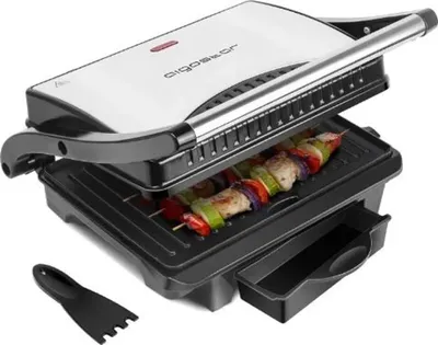 Zdjęcie produktu dla Opiekacz do kanapek Aigostar, grill elektryczny, grill kontaktowy 1000W, nieprzywierająca powłoka, wyjmowana tacka ociekowa, 245x178mm, bez BPA