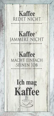 Produktbild von Wandbild - Braun - 23 x 49 cm - in Holzoptik mit Schriftzug und Kaffeemotiv