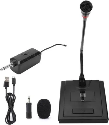 Immagine prodotto di Adattatore universale per microfono wireless per altoparlanti con scheda microfono - Adattatore da 6,35 mm a 3,5 mm