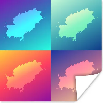 Produktbild von MuchoWow® Poster Eine Illustration von vier Karten von Ibiza 75x75 cm - Wand Dekoration