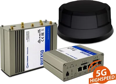 Produktbild von Teltonika RUTX50 mit Panorama Antenne schwarz (4 x 5G/4G, 2 x WLAN, 1 x GPS, 1 m Kabel)