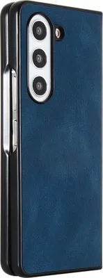 Produktbild von König Design Hülle kompatibel mit Samsung Galaxy Z Fold5 Kunstleder Handyhülle - Handy Case Dunkelblau