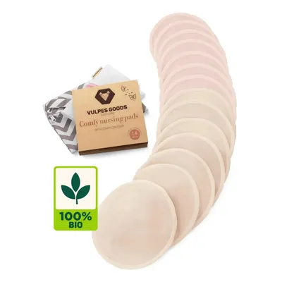 Produktbild von Vulpes Goods Waschbare Stilleinlagen - Organische Wiederverwendbare Stilleinlagen - 14 Stück mit Wäschebeutel - Cup B bis G - L 12cm
