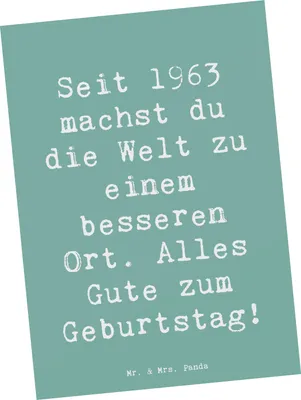 Produktbild von Mr. & Mrs. Panda Postkarte Spruch 1963 Geburtstag - Meeresbrise - Geschenk, Postkarten, Geburtstagsjahr, Ansichtskarten, Glückwunsch, Geburtsjahr, Grußkarte, Fotokarte