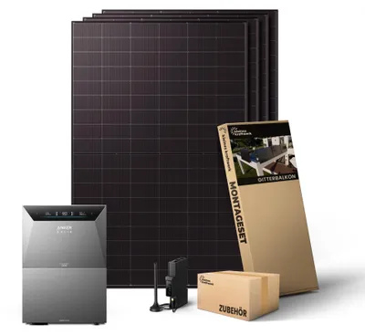 Produktbild von Kleines Kraftwerk 2000W Balkonkraftwerk Balkon Halterung (bifazial) inkl. Anker Solarbank 4 + Zusatzbatterie – 0% MwSt – Solaranlage mit Speicher
