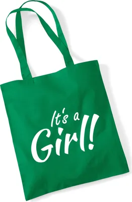 Produktbild von Huuraa Jutebeutel It`s a Girl! Schriftzug 10 Liter Kelly Green Baumwolle Tasche Geschenkidee