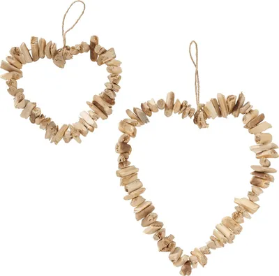 Produktbild von 2tlg Set Deko-Anhänger Daike Herz Holz Treibholz-Girlande Kette Fenster-Schmuck