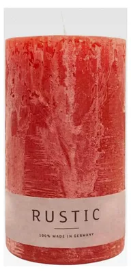 Produktbild von Stumpenkerze aus Paraffin, Rubin, Rustic, 140/80 mm, Brenndauer ca. 76h, selbstverlöschend