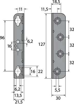 Produktbild von Winkelbettbeschlag Stahlverzinkt 127 mm