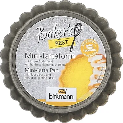 Produktbild von BIRKMANN Mini-Tarteform, rund Ø 10 x H 2 cm, mit Hebeboden, PFOA-frei, Antihaftbeschichtung & Rezept,