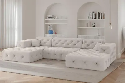 Produktbild von Wohnlandschaft Sofa U-Form CHANTAL in Stoff Moly Creme