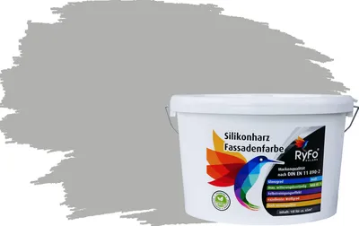 Produktbild von RyFo Colors Silikonharz Fassadenfarbe Lotuseffekt Trend Delfingrau 10l - bunte Fassadenfarbe, weitere Grau Farbtöne und Größen erhältlich, Deckkraft Klasse 1
