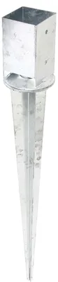 Image de Alberts 208134 Douille à enfoncer, pour poteaux carrés, avec embase réglable, galvanisée à chaud, 91 x 91 mm, longueur totale 900 mm