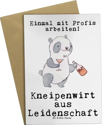 Produktbild von Mr. & Mrs. Panda Grußkarte Kneipenwirt Leidenschaft - Weiß - Geschenk, Spruch, Gaststätte, Kneipe, Bar, osterkarten, weihnachtskarten, hochzeitskarten, genesungskarte