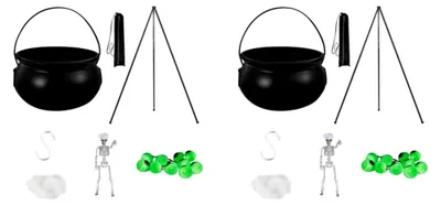 Produktbild von Großer Hexenkessel mit Licht und Skelett – Halloween-Dekoration für Innen und Außen