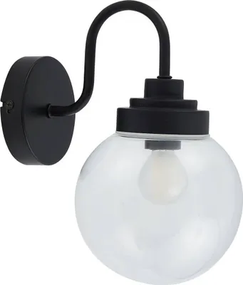 Produktbild von Lucande Wandleuchte Badolo, schwarz, Glas, 25 cm hoch, IP44