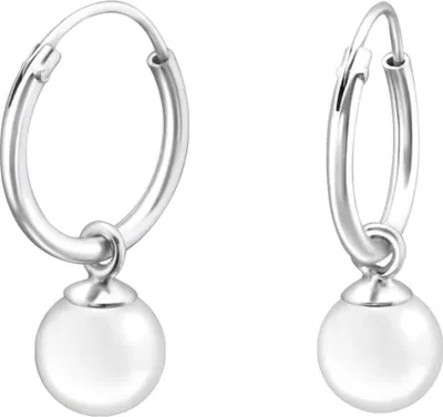 Produktbild von Creolen Ohrringe 925 Sterling Silber mit synthetischer Perle 6mm