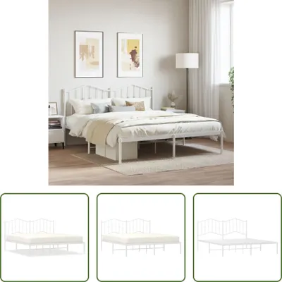Produktbild von The Living Store Bettgestell mit Kopfteil Metall Weiß 180x200 cm