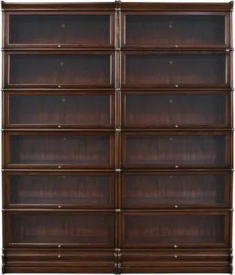 Produktbild von Casa Padrino Luxus Mahagoni Bücherschrank mit 12 Glastüren und 2 Schubladen Dunkelbraun 172 x 31 x H. 211 cm - Luxus Büromöbel