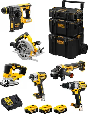 Produktbild von DeWALT Kit DWK601 (DCD996 + DCH273 + DCG405 + DCF887 + DCS334 + DCS570 + 3 x 5,0 Ah + DCB115 + 3en1 Caddy)