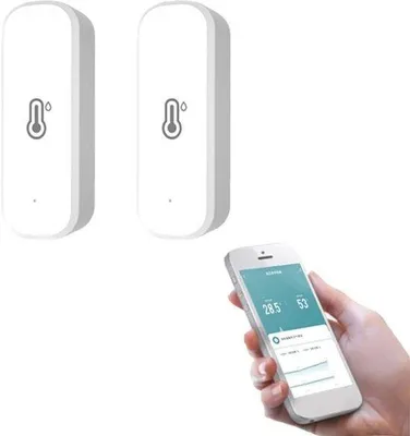 Productafbeelding van Draadloze WiFi Temperatuur en Vochtigheidssensor - 2 Stuks