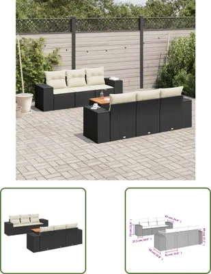 Produktbild von The Living Store 7-tlg. Garten-Sofagarnitur mit Kissen Schwarz Poly Rattan