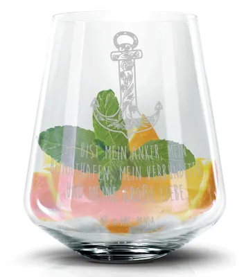 Produktbild von Mr. & Mrs. Panda Longdrinkglas Anker Blau - Transparent - Geschenk, Lustige Sprüche, Aperol Glas, Cocktail, Tumbler, Whiskyglas, Cocktailglas, Martini