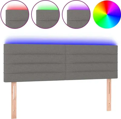 Image de vidaXL Tête de lit LED gris foncé 144x5x78/88 cm Tissu