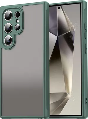 Produktbild von Matt Hülle für Samsung Galaxy S24 Ultra mit Kameraschutz, Transluzente Matt Rückseite Stoßfeste Handyhülle Grün