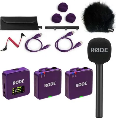 Zdjęcie produktu dla Rode Microphone Wireless GO Gen 3 Purple Interview Set 1 BK