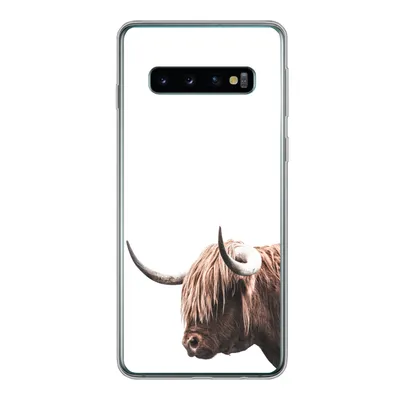 Produktbild von MuchoWow® Handyhülle Schutzhülle Hülle für Samsung Galaxy S10 Schottischer Highlander - Kopf - Weiß Silikon Softcase Handy Hülle - Handytasche