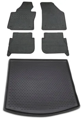 Produktbild von Gummi Kofferraumwanne + Fußmatten Set für VW Touran 1T, Bj. 2/2003-2015