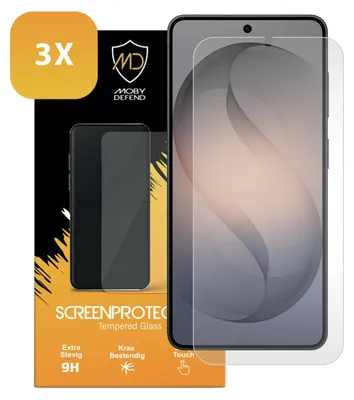 Productafbeelding van 3-Pack MobyDefend Screenprotectors - Geschikt voor  Samsung Galaxy S26  -  Case-Friendly Screensavers - Gehard Glas