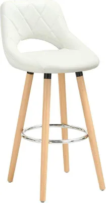 Image de Ensemble de tabourets de bar avec dossier - Simili cuir - Blanc - 1 pièce - Chaise de cuisine - Chaise industrielle