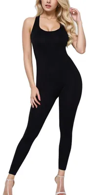Immagine prodotto di Tuta intera da donna senza maniche, adatta per ginnastica, danza, come costume, colore nero