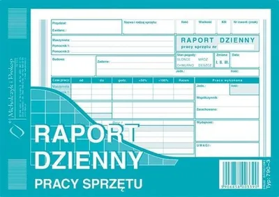 Zdjęcie produktu dla Raport dzienny pracy sprzętu A5 790-3