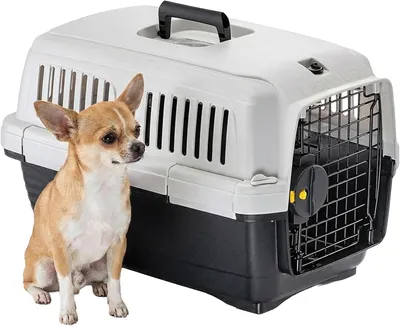 Immagine prodotto di Trasportino per animali domestici - Gabbia da trasporto - Viaggio sicuro - Approvato IATA - 50x33x32 cm - Grigio