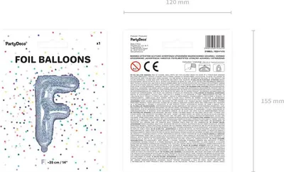 Produktbild von Folienballon Buchstabe „F“, 35cm, holografisch (1 Karton / 50 Stück)