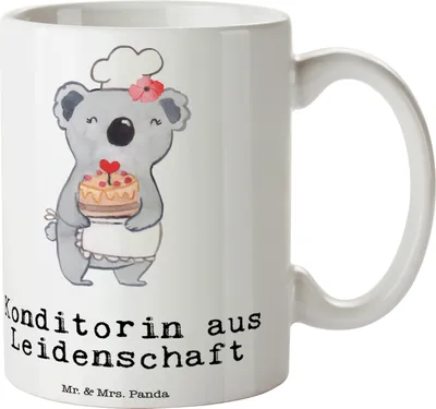 Produktbild von Mr. & Mrs. Panda Keramiktasse Konditorin Leidenschaft - Weiß - Geschenk, Bäckerin, Lustig, Becher, Pott, Confiseurin, Kaffeebecher, Witzig, Tasse, Kaffeetasse, Spruch