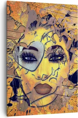 Produktbild von Bild auf Leinwand - Leinwandbild - Einteilig - Gesicht Frau - 70x100cm - Wand Bild - Wanddeko - Wandbilder - Leinwanddruck - Kunstdruck - Wanddekoration - Leinwand bilder - Wandbild - PA70x100-3513