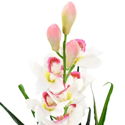 Image de vidaXL Cymbidium artificiel plante d'orchidée avec pot 100 cm vert